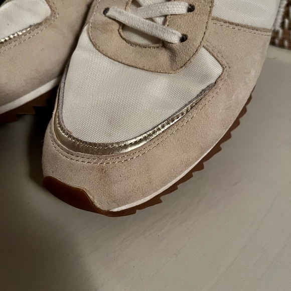 J. Crew Cream and Metallic Trainers Sneakers with Retro Design Size 10 - Picture 8 of 10